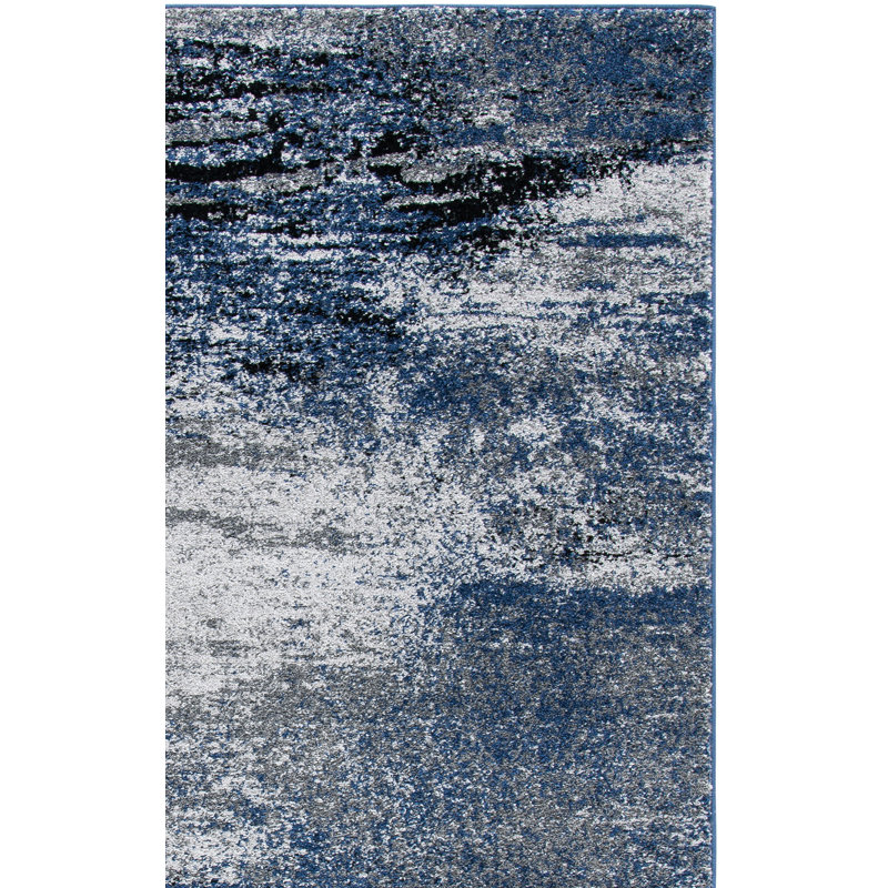 Algonquin Performance Abstract Rug, Rectangle 2' x 3', Gray/Blue