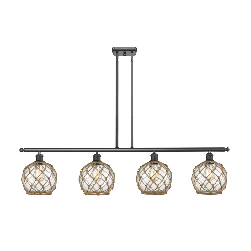 Luminaire suspendu linéaire à 4 lumières pour îlot de cuisine Hillhouse, Brun mat, Ampoule non incluse