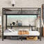 Grand lit superposé simple en mezzanine / lit mezzanine avec bureau et tablettes, multiples utilisations se pliant dans un canapé avec DEL et USB, noir