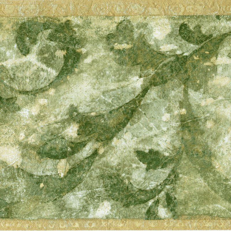 Floral Border, Green/Beige
