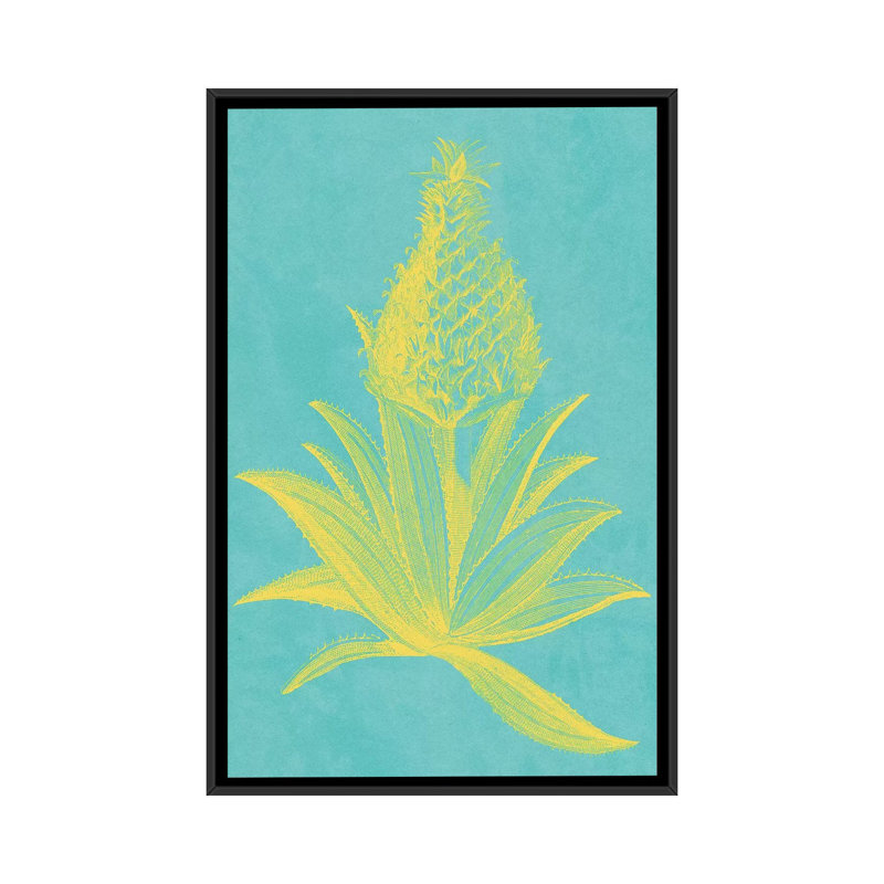 « ananas frais i », impression sur toile, H 26 po x l 18 po x P 1,5 po, Toile avec cadre noir, Pas de tapis