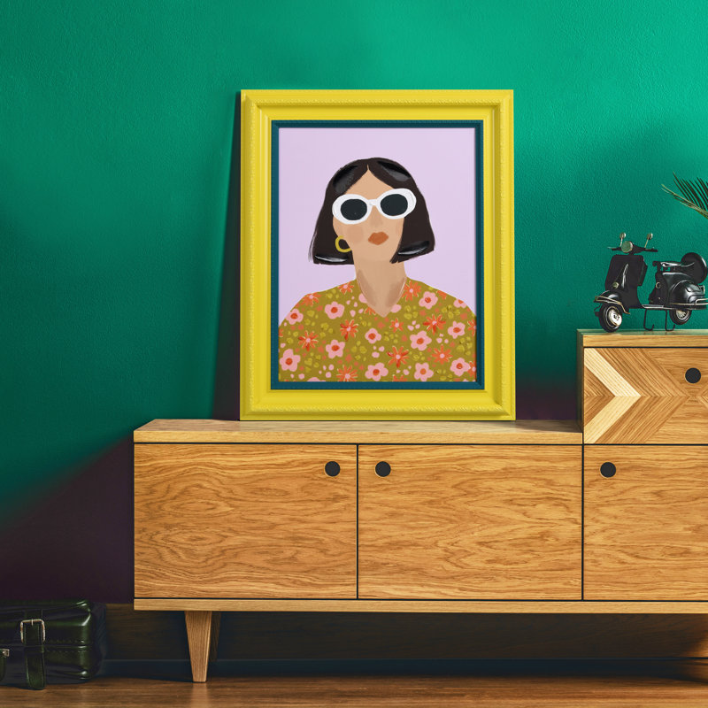 "Sunshine Chic", reproduction d'art numérique sur toile giclée à la main avec cadre baroque bicolore
