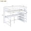 Lit mezzanine simple avec tablettes de rangement et bureau sous le lit, blanc-1729891213-1729891212