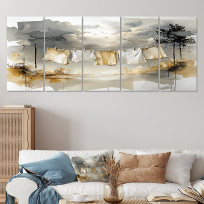 Ensemble de salon mural gris suspendu Hanging Out Laundry III