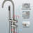 Floor Mount Bathroom Freestanding Tub Filler Faucet With Handheld Shower-108670697