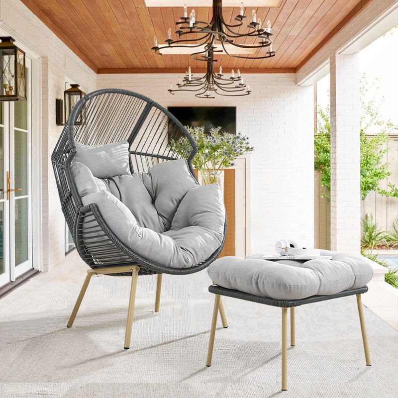 Chaise de hamac de patio avec coussin Azuredee, Gris clair, Gris foncé