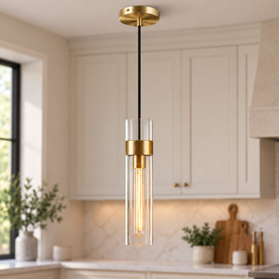 Modern Glass Brass Pendant Lights Kitchen Island, Adjustable Cord Pendant Light Fixtures, Kitchen Pendant Lighting Over Island, Indoor Chandelier For Bedroom Bathroom, Included Bulb