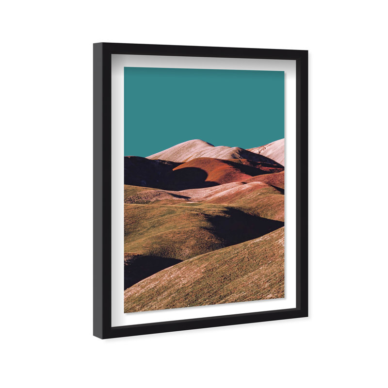 Mountains Over Turquoise Sky Print by Oliver Gal, 25.5"H x 37.5"W, Black Shadowbox