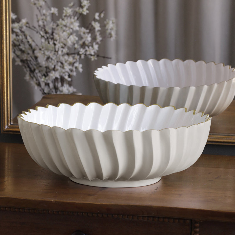 Encanto Serving Bowl, Cream/White, 14"