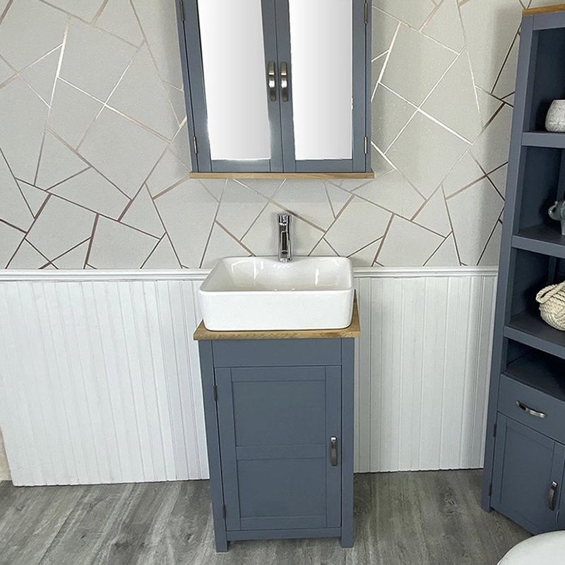 Martine 520mm Single Bathroom Vanity with Vessel Ceramic Basin, Grey