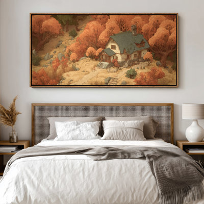 Impression d'automne, chalet avec feuillage chaleureux pour le salon ou l'entrée