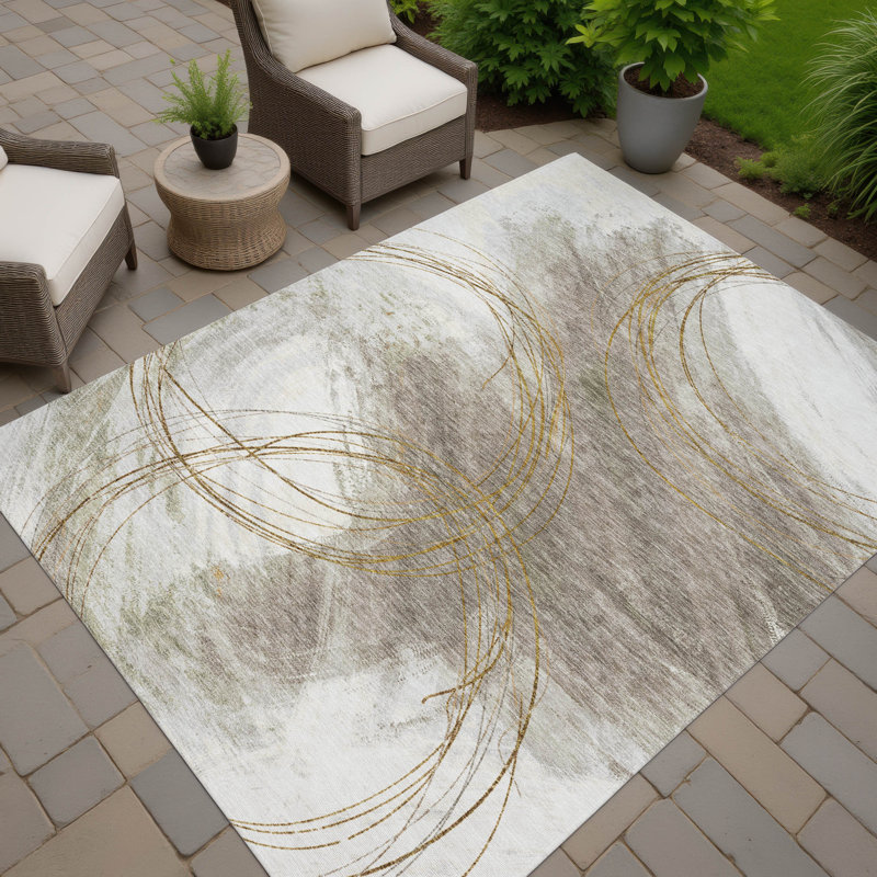 Machine Washable Indoor/Outdoor Chantille ACN2396 Abstract Rug, Rectangle 2'6" x 3'10"