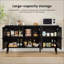 Buffet en rotin avec 3 portes, grand rangement pour la cuisine et le salon modernes-855211636-855211637