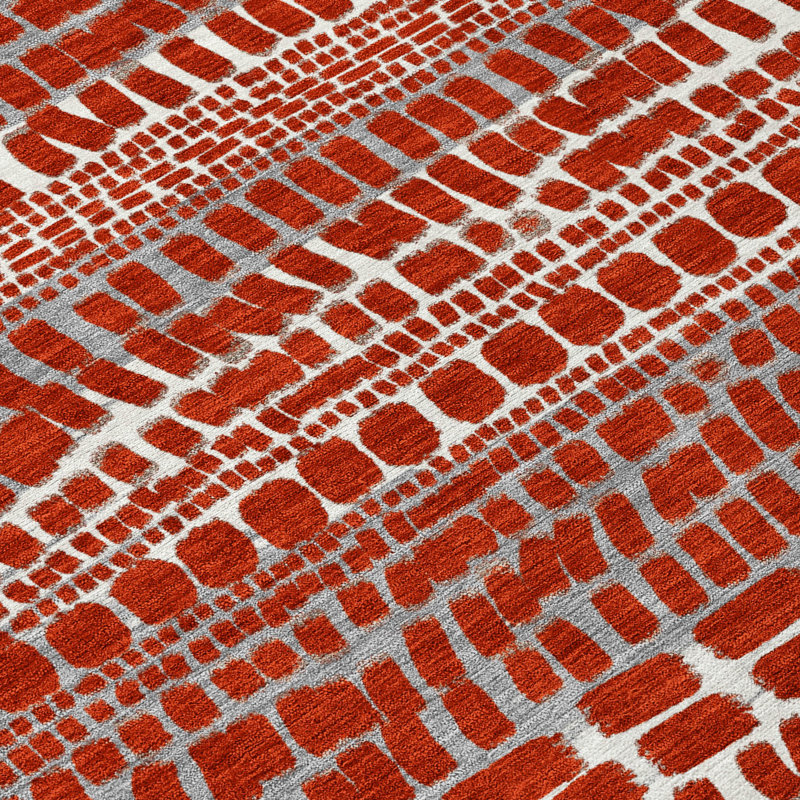 Machine Washable Indoor/Outdoor Chantille ACN2540 Abstract Rug, Rectangle 8' x 10', Red