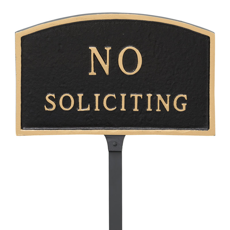 No Soliciting Statement Garden Sign, Black/Gold
