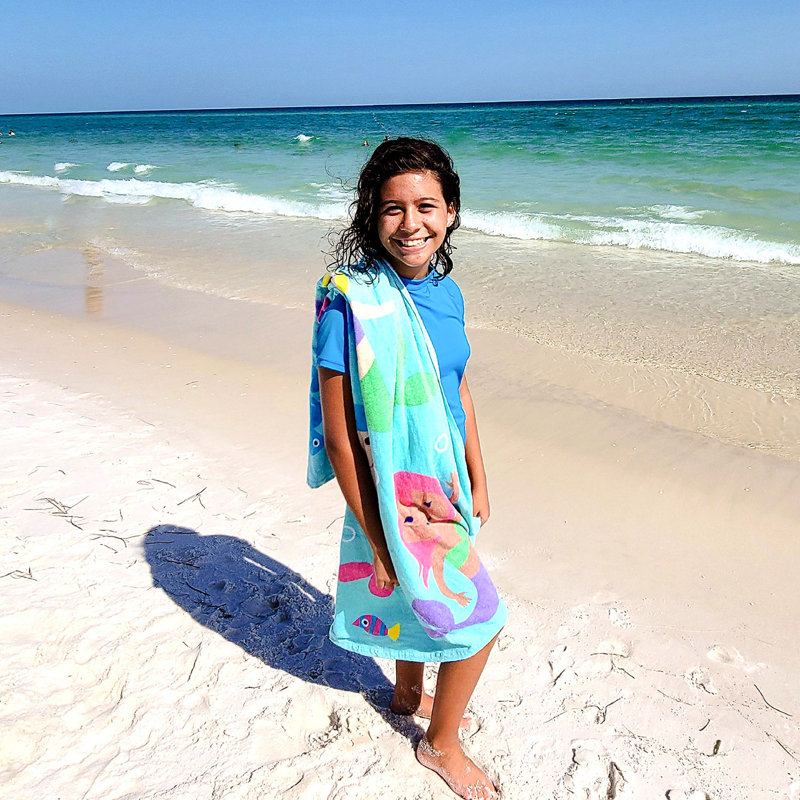 Wildkin Kids Beach Towel – 100% Cotton, Soft & Absorbent, Ideal Pool & Beach Essential - Mermaids, Mermaids