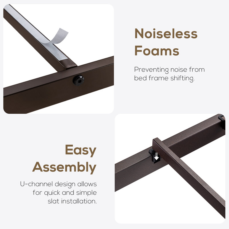 Bloneva Metal Open-Frame Bed, Queen, Brown