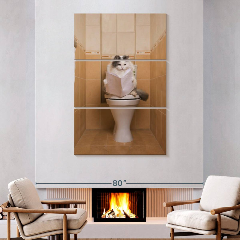 Ketti Cat On The Toilet, 74" H x 48" W