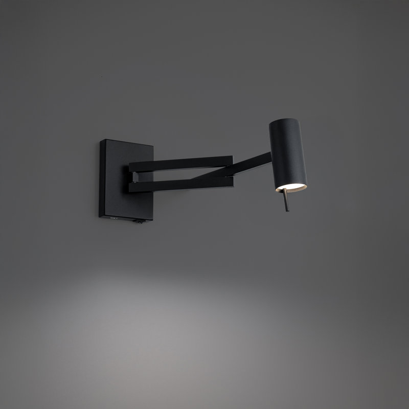 Gavel Dimmable LED Swing Arm Light, With Built-in USB Port, 3000K Color Temperature, Black