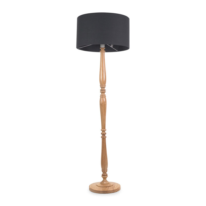 Arialdo 157 H cm Traditional Floor Lamp, Charcoal, Light Wood