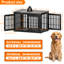 Meuble pour chien robuste de 48 po pour petits, moyens et grands chiens, mobilier d'intérieur rustique en bois pour cage de chenil avec dessus imperméable, table d'appoint décorative pour animal de compagnie (noir et gris)-1681125836-1681125839