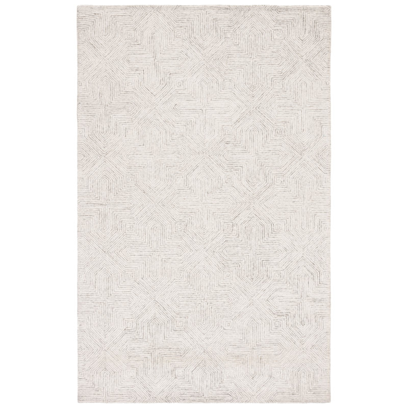Aniek Abstract 425 Area Rug in Gray / Ivory, Rectangle 3' x 5'
