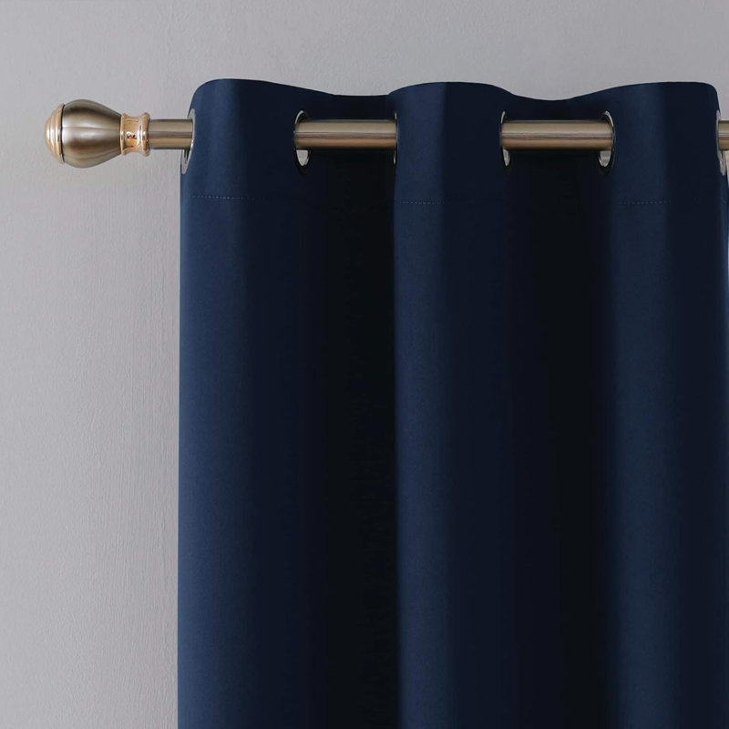 My Home Store Ultra-Soft Blackout Curtains Enguerran with Eyelets and Tie Backs, 116 W x 137cm D, Navy Blue
