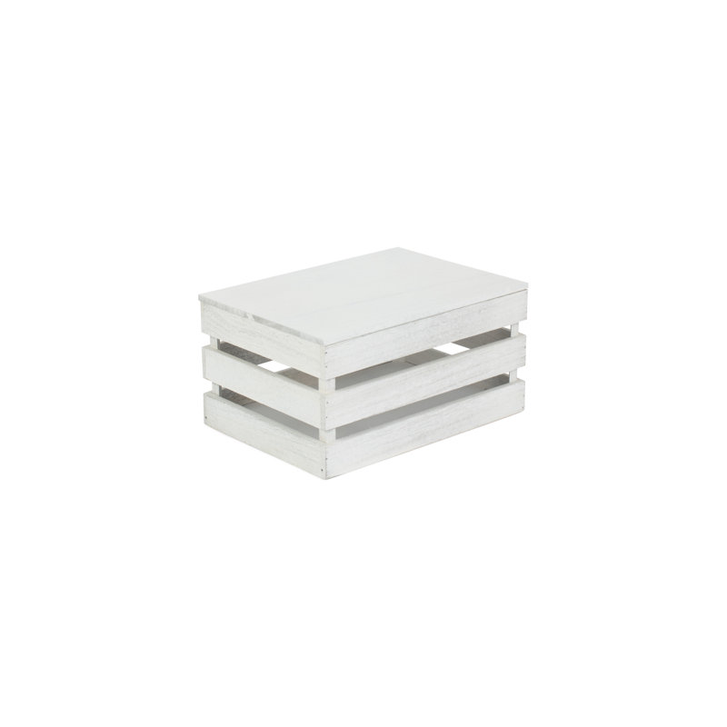 Slatted Wooden Storage Box, 17.5cm H x 25cm W x 35cm D, Natural