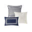 Ensemble d'édredon en jacquard 7 pièces, très grand lit californien bleu marine avec coussins décoratifs - Ensemble de lit en polyester luxueux avec motif rayé-122647314