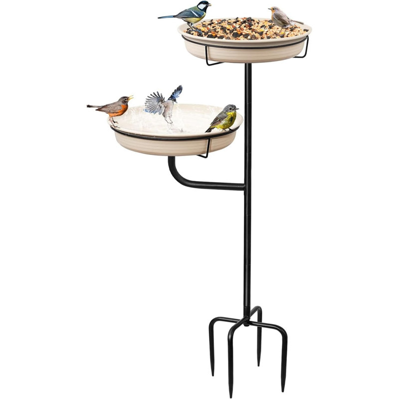 Greth Metal Birdbath, White