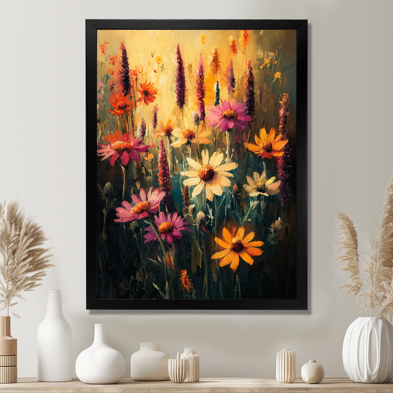 Bayliff - Floral Wall Art Living Room, H 44 po x l 34 po, Reproduction encadrée sans passe-partout, Noir