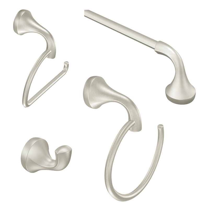 Eva 4 Piece Bathroom Hardware Set, Brushed Nickel