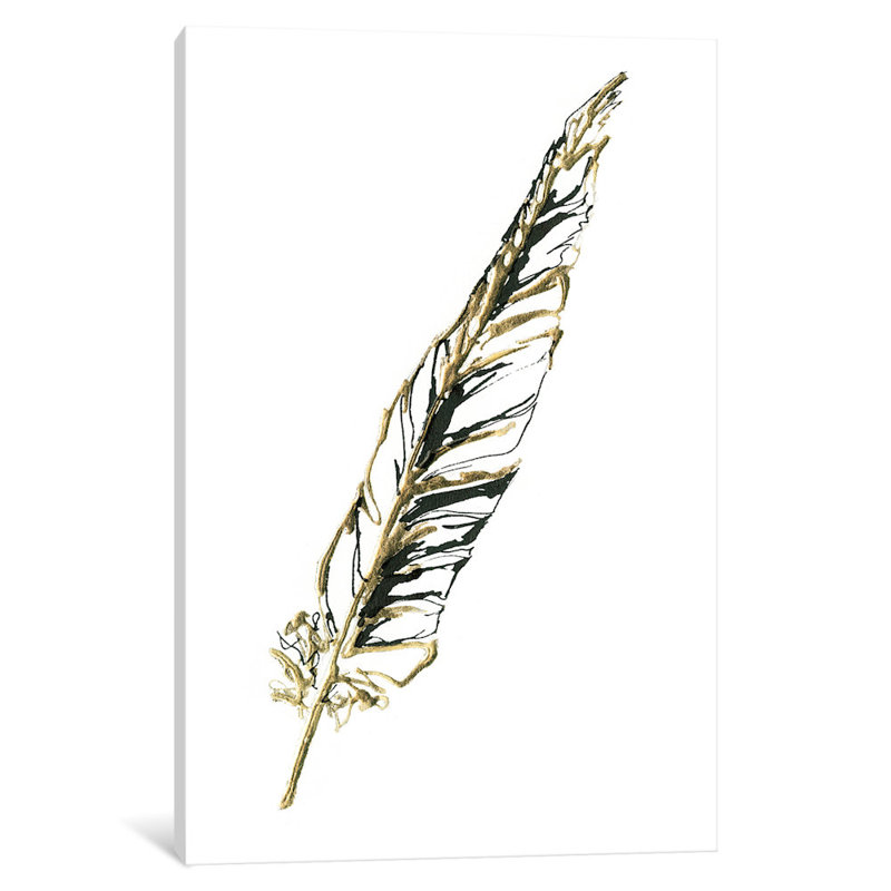 « gilded swan plumes ii », impression sur toile, H 12 po x l 8 po x P 0,75 po, Toile tendue, Pas de tapis