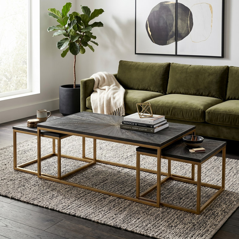 Buterbaugh Nesting Coffee Table, Black/Gold