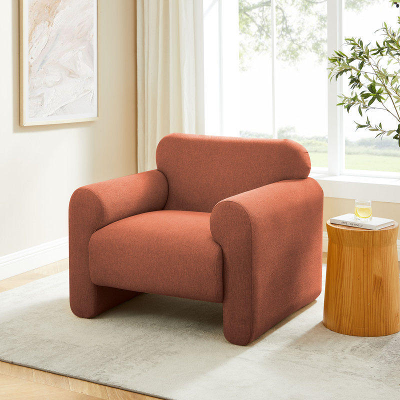 Fauteuil d'appoint rembourré 37 po Kimwana, Sergé de polyester orange rustique