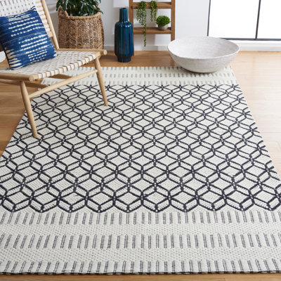 Tapis géométrique en laine / coton tissé à la main Allyx