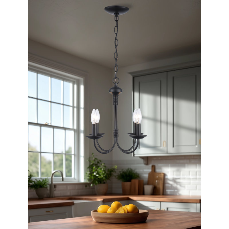 Lustre classique à 4 lumières de style bougie Richeson, Bronze huilé