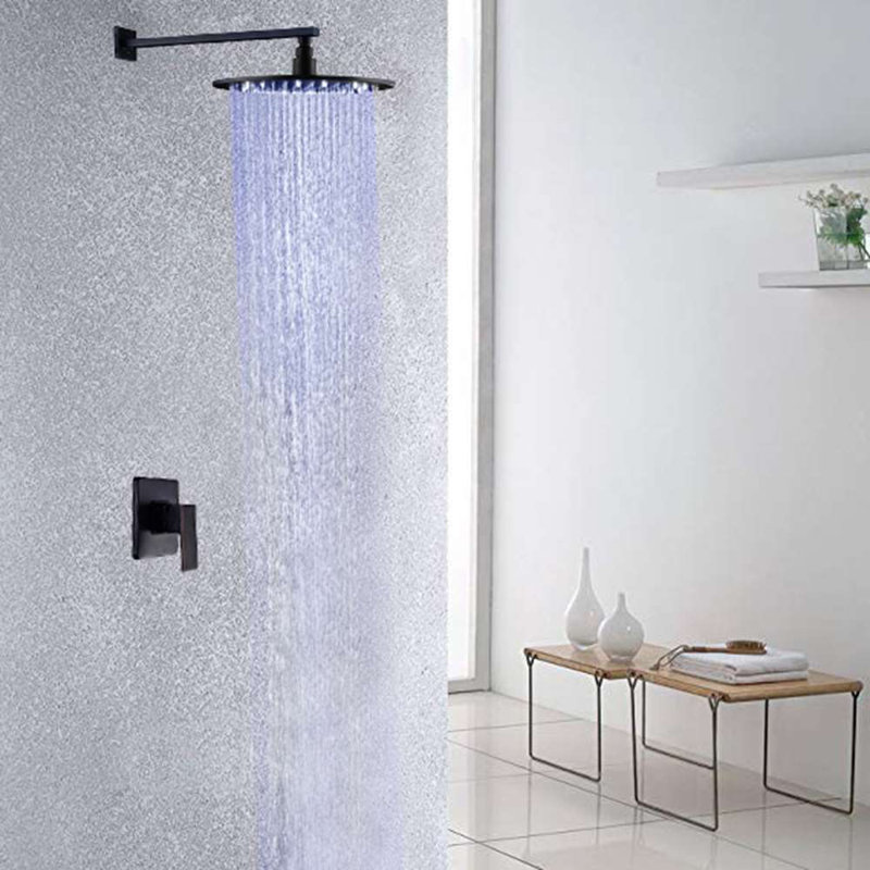 Fontana Matte Black Bathroom Rain Shower System, 1.5" H x 10" W