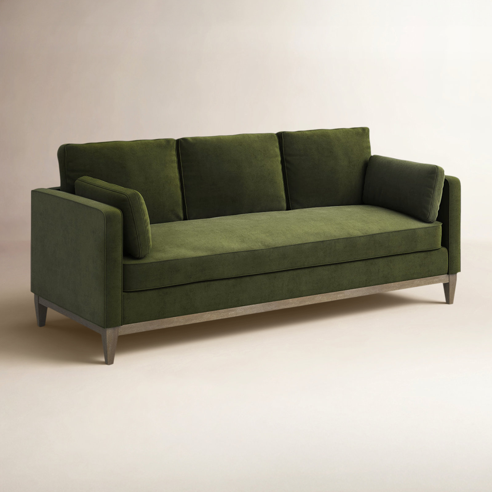 Pera 84'' Upholstered Sofa, Olive Green Velvet
