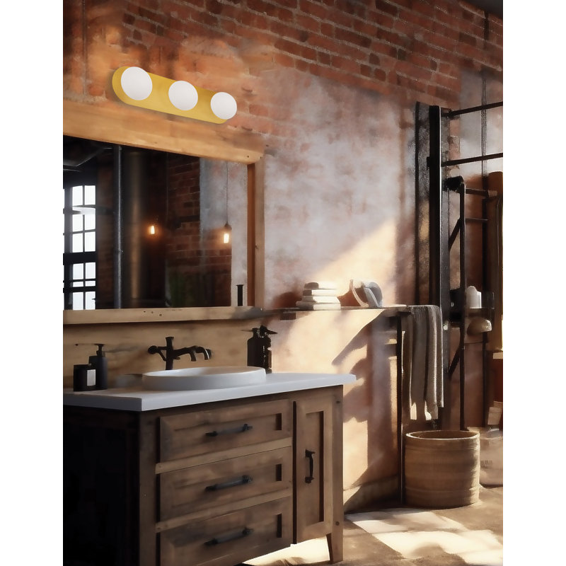 Burlat 3-Light Vanity Light, Aged Brass, White