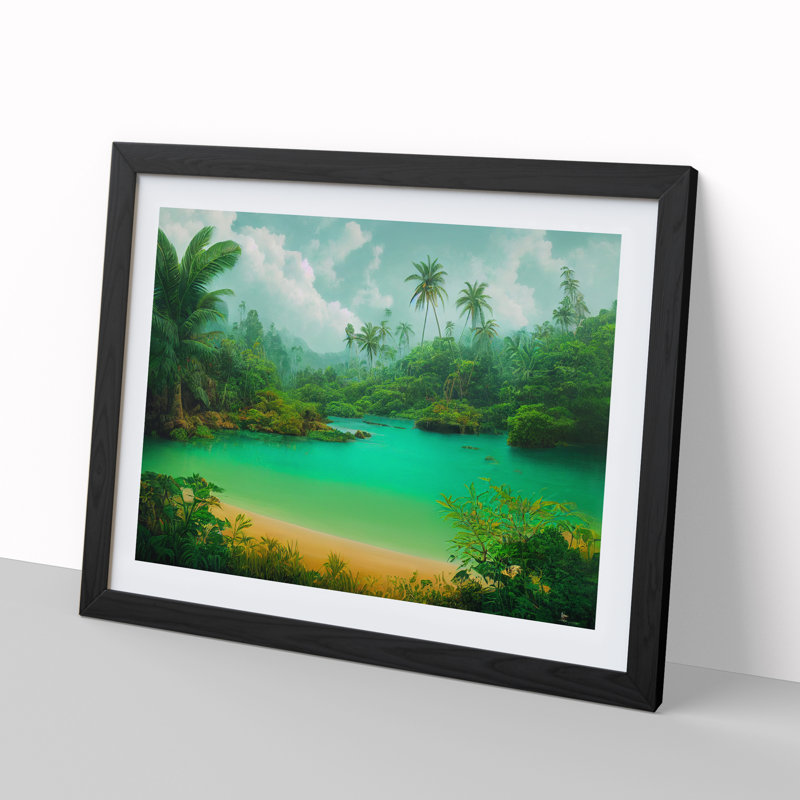 XH1022-9233X Tropical Forest Beach Vol.3 - Single Picture Frame Painting, Black, 46cm H x 64cm W x 2cm D