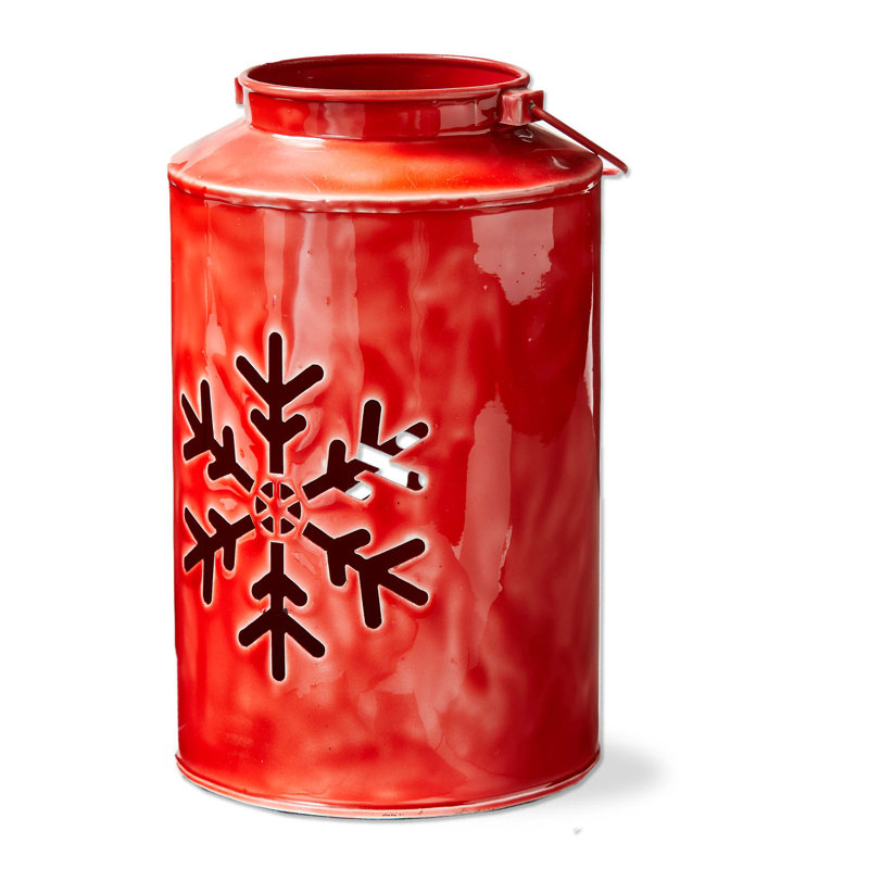 Snowflake Enamel Lantern Large, 10'' H x 6.25'' W x 6.25'' D