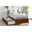 Lit simple en noyer avec lit gigogne extensible - Cadre en bois massif pour plus de confort