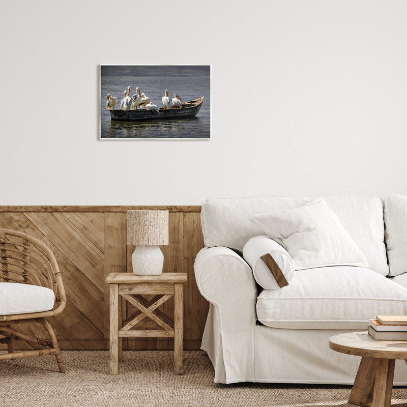 «Pelican Pelican on Floating Lake Boat» par David Lorenz, H 13 po x l 19 po x P 0,5 po