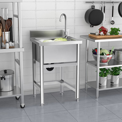 Belfry Kitchen 60mm W Single Bowl Stainless Steel Farmhouse / Apron Kitchen Sink