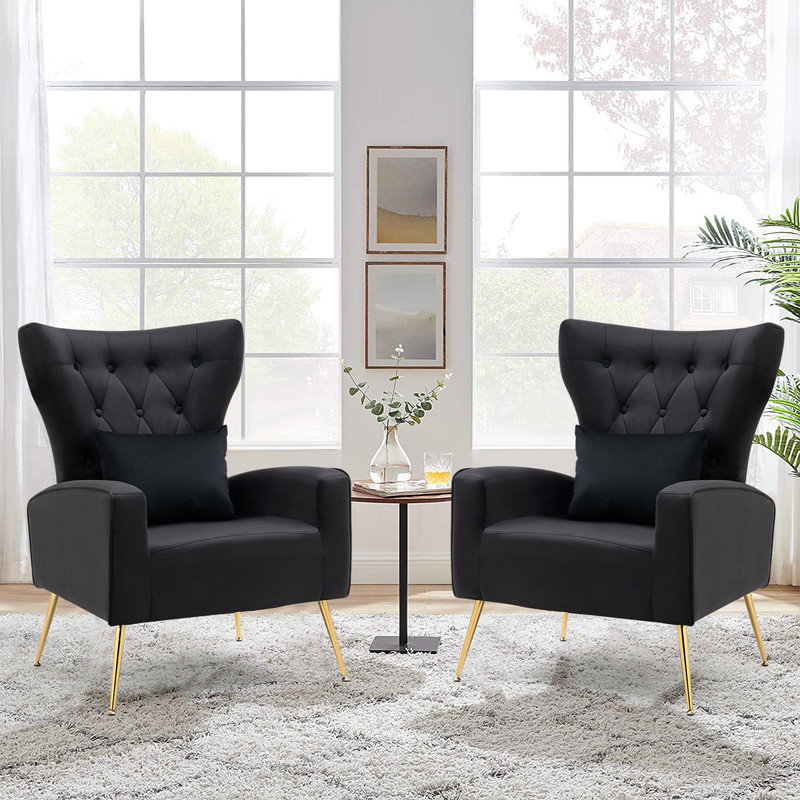 Fauteuil en velours capitonnÃ©, Noir