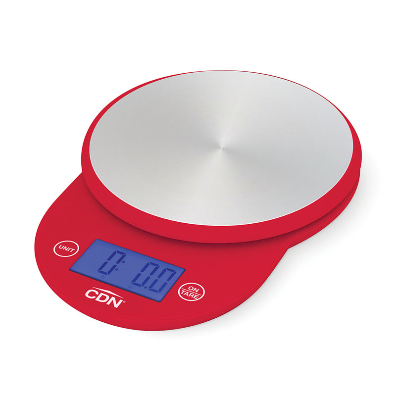 Red Digital Food Scale with Stainless Steel Platform