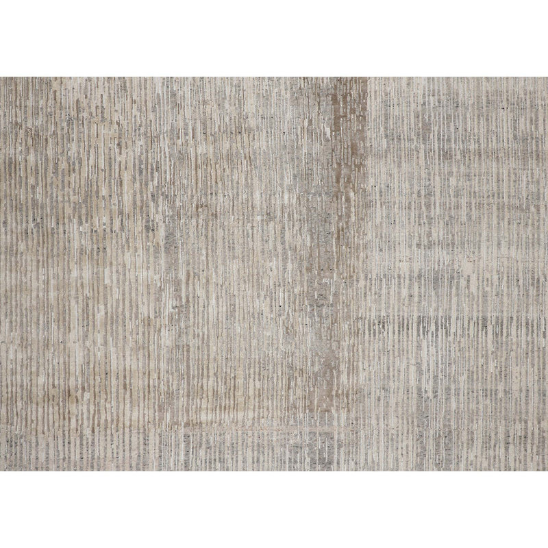 Handmade Linen and Wool Area Rug, Rectangle 10' x 14'