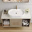 Meuble-lavabo mural moderne 38,2 po avec lavabo ovale en céramique et meuble flottant