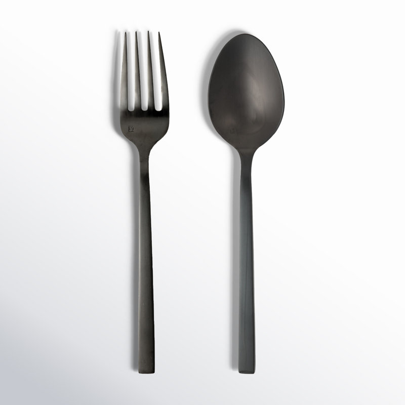 Arezzo 2 Piece Salad Servers Set, Brushed Black
